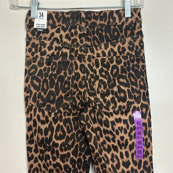 Zara High Rise Skinny Ankle Length Leopard Animal Print Denim Jeans 0327/221 - Picture 11 of 12